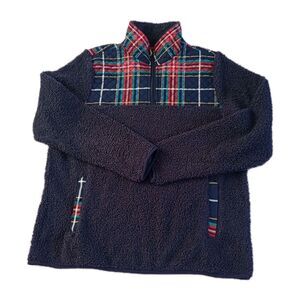 Vera Bradley Women's Teddy Fleece Pullover 1/4 Zip Tartan Plaid M
